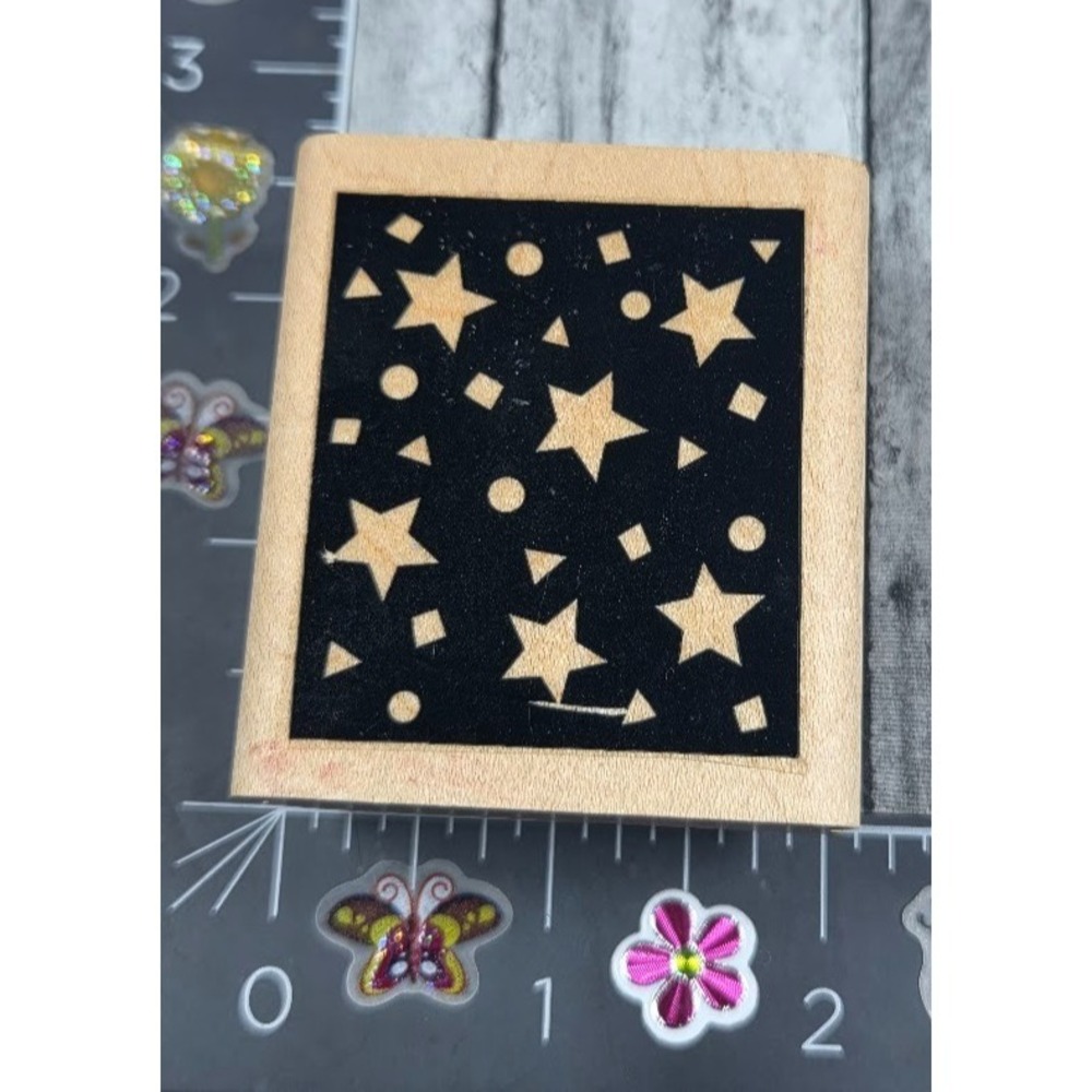 Stampin' Up! Star Background Etched Silhouette Shapes Rubber Stamp Wood #S52